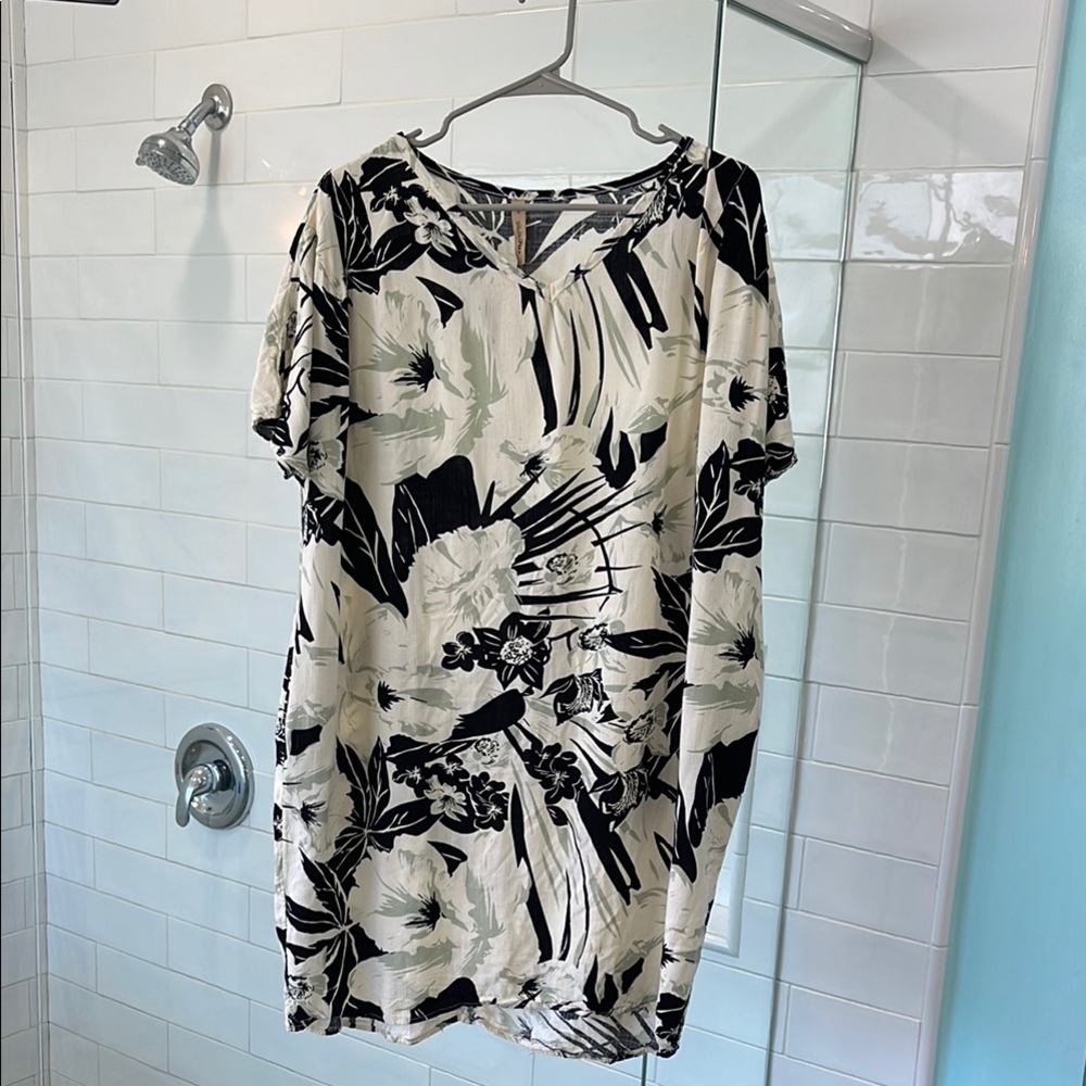 Floral Black and White Dress